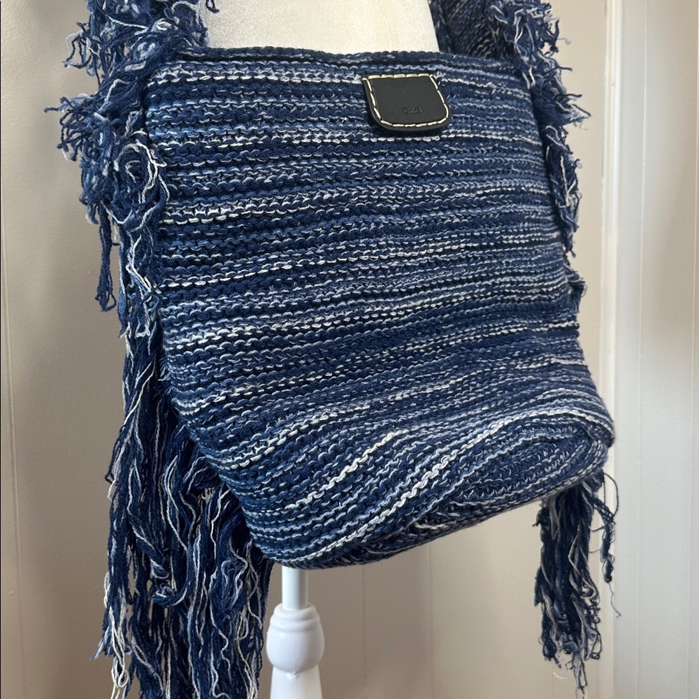 NWT Chloe Jorge Ocean Waves Cashmere Knit Bucket Bag - Picture 5 of 16